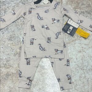 Gerber tan Bamboo Pajama Set with Dog Print